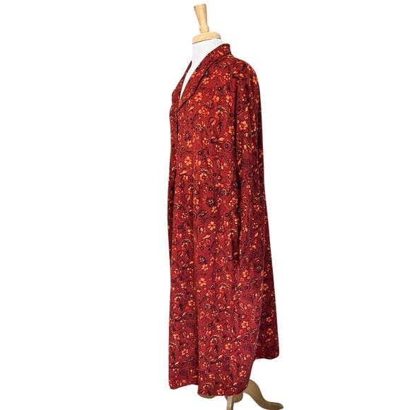 Anna Maxwell Women 26W Burnt Orange Floral Maxi Button Up Corduroy Dress Prairie - Picture 3 of 6